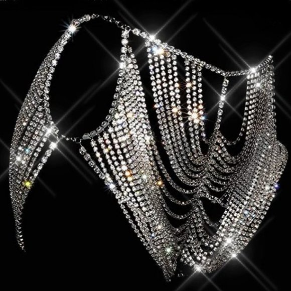 NEW Sparkling Bling Swarovski Crystal Rhinestone Flapper Top & Skirt + G… - Picture 3 of 11